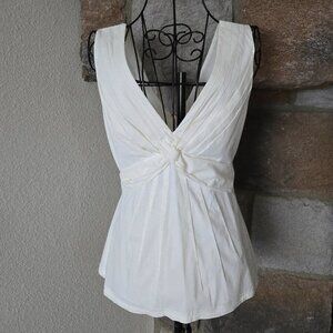 BCBGMaxAzria White Twist Tie Sleeveless Top
